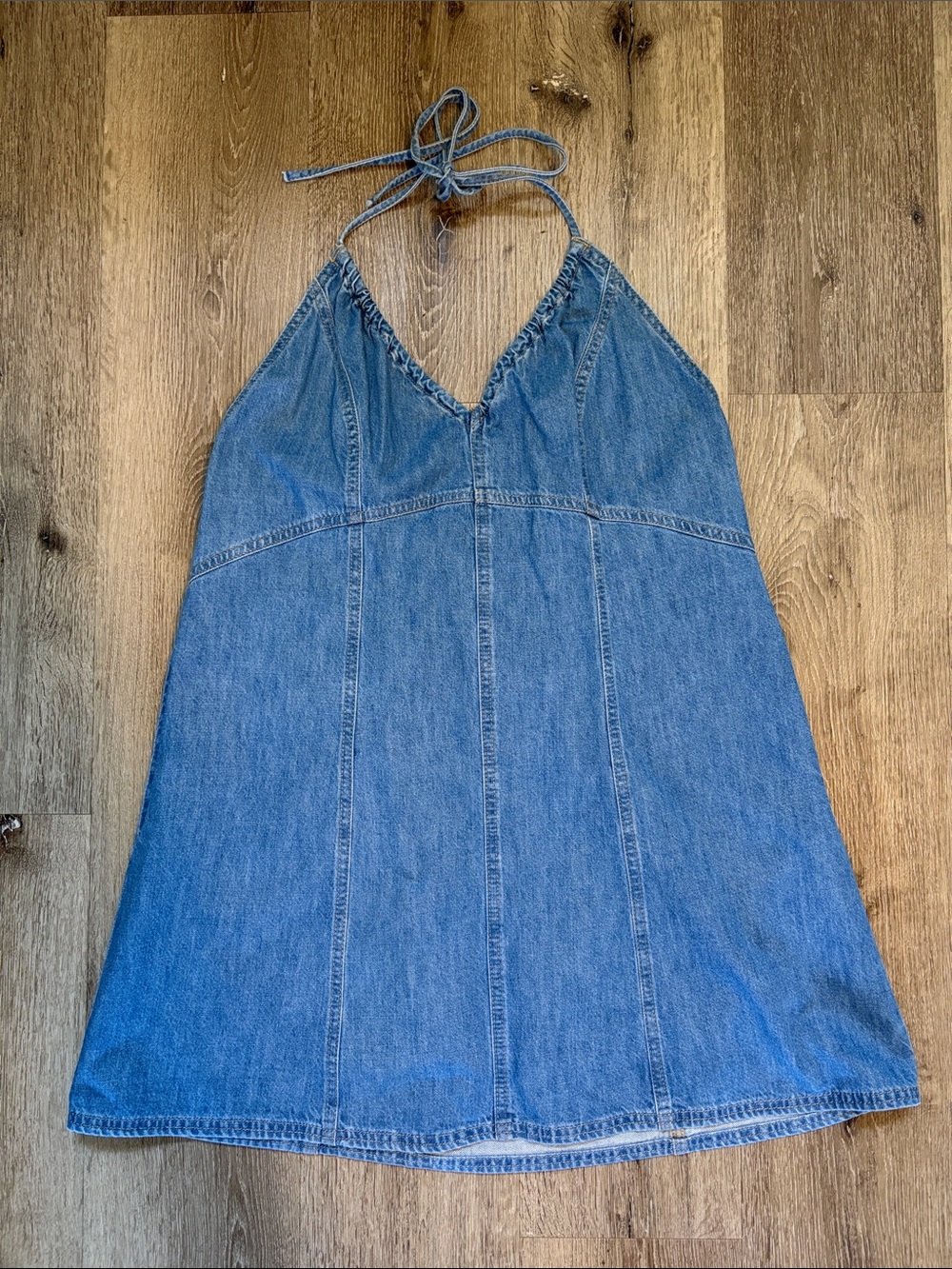 Universal Thread Denim Halter Mini Dress in Blue